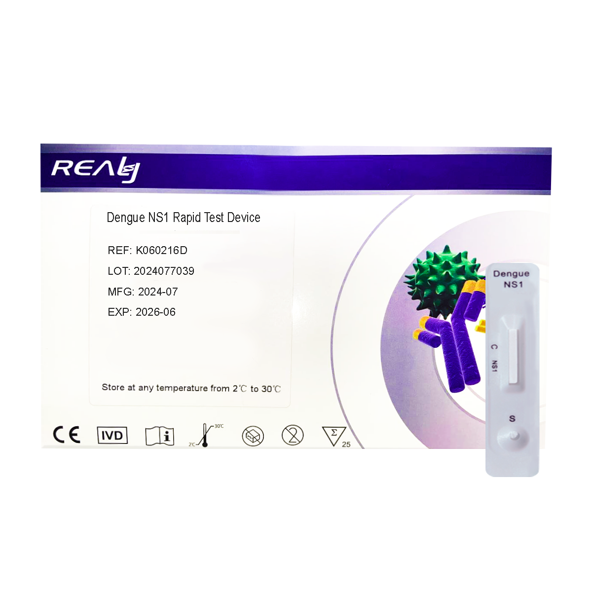 Pruebas rápidas de Dengue IgG/IgM and NS1 rapid Test Device  25 pruebas Realy Tech